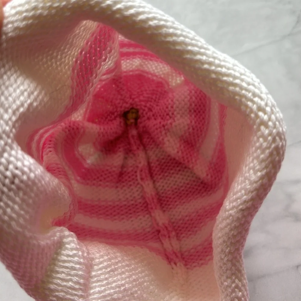 Margareta Horn Design Pink & White Striped Sweet Pea Knit Hat